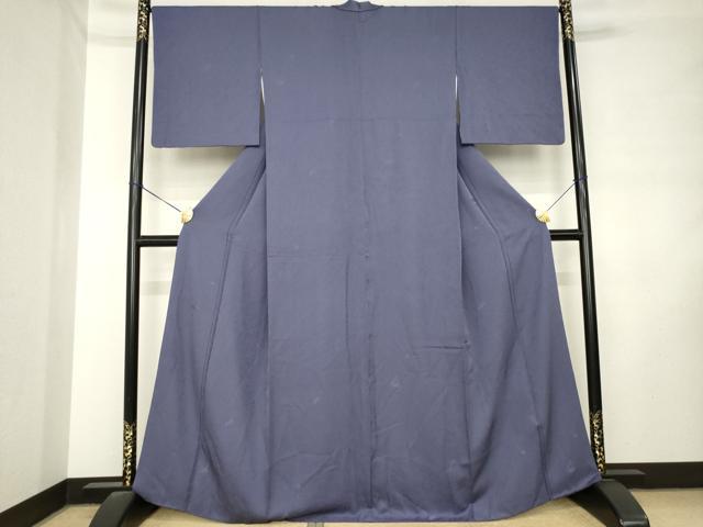 平和屋着物●上質な色無地　舞花地紋　濃鼠色　正絹　逸品　AABL9345ck