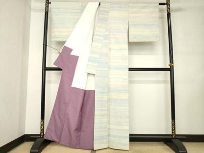 平和屋着物●紅花紬　米沢　霞文　正絹　逸品　AABL9350ck