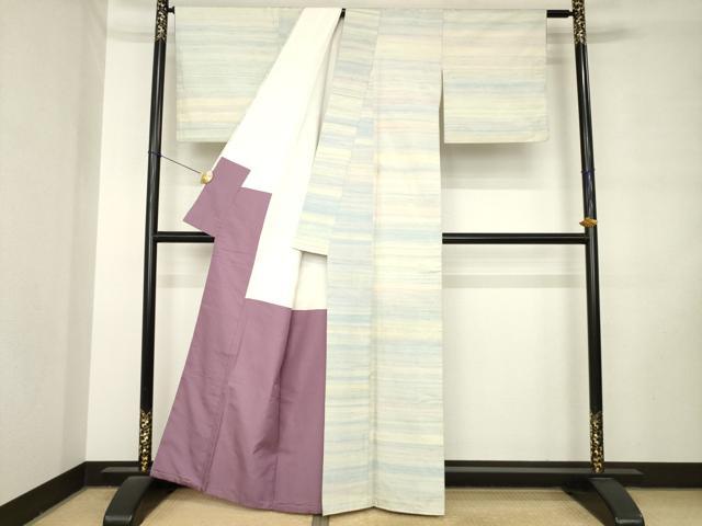 平和屋着物●紅花紬　米沢　霞文　正絹　逸品　AABL9350ck