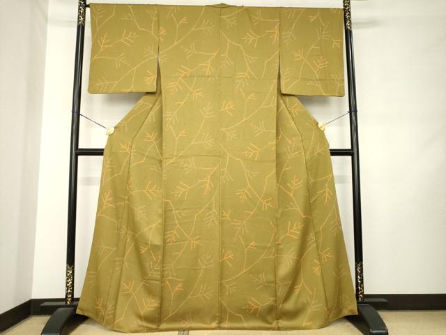 平和屋着物●上質な小紋　枝葉文　やまと誂製　正絹　逸品　AABL9354ck