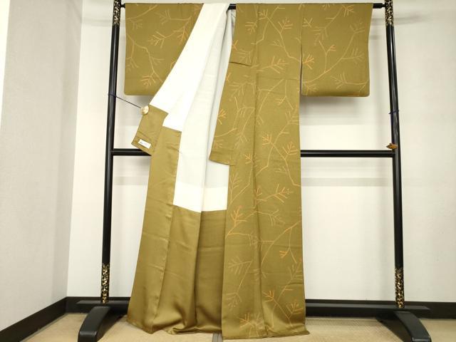 平和屋着物●上質な小紋　枝葉文　やまと誂製　正絹　逸品　AABL9354ck