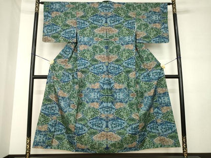 平和屋着物●本場大島紬　7マルキ　草花文　正絹　逸品　AABL9355ck