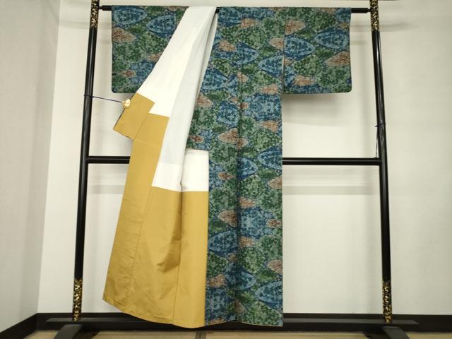 平和屋着物●本場大島紬　7マルキ　草花文　正絹　逸品　AABL9355ck