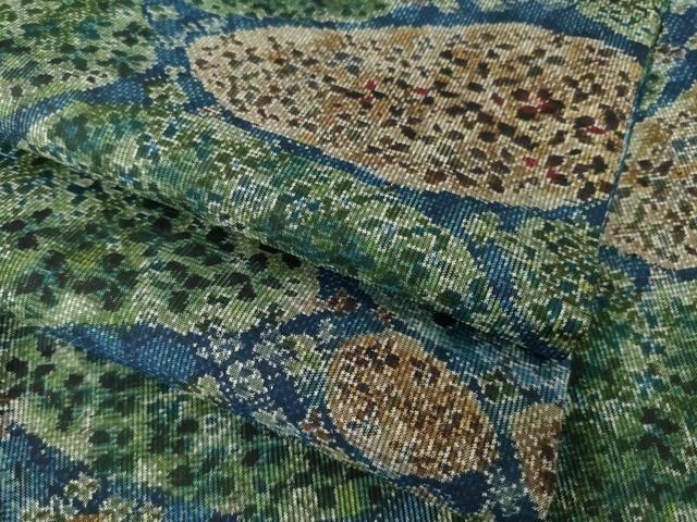 平和屋着物●本場大島紬　7マルキ　草花文　正絹　逸品　AABL9355ck