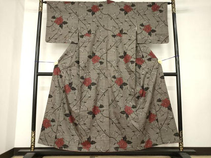 平和屋着物●本場大島紬　7マルキ　枝花文　正絹　逸品　未使用　AABL9356ck