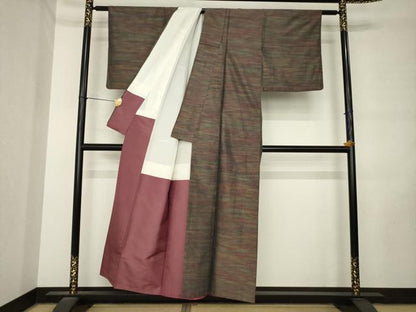 平和屋着物●本場大島紬　霞文　正絹　逸品　AABL9358ck