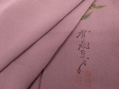 平和屋着物●染色作家　斉藤三才監修　色無地　京紫色　正絹　逸品　AABL9361cs