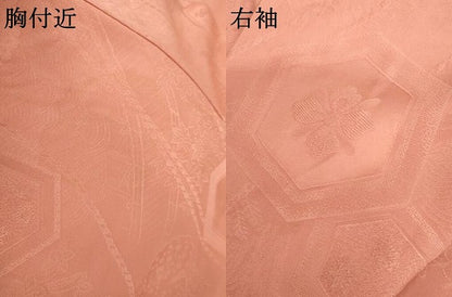 平和屋着物●上質な色無地　亀甲花地紋　薄紅色　正絹　逸品　AABL9367cs