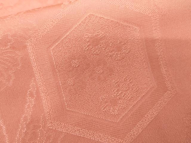 平和屋着物●上質な色無地　亀甲花地紋　薄紅色　正絹　逸品　AABL9367cs