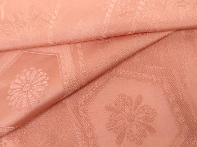 平和屋着物●上質な色無地　亀甲花地紋　薄紅色　正絹　逸品　AABL9367cs