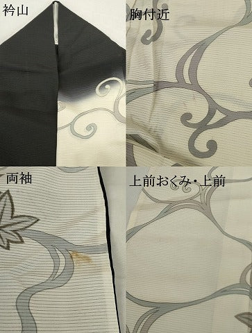 平和屋着物＊夏物　訪問着　絽　流水楓文　銀彩　ロング丈　正絹　逸品　AABL9376cs