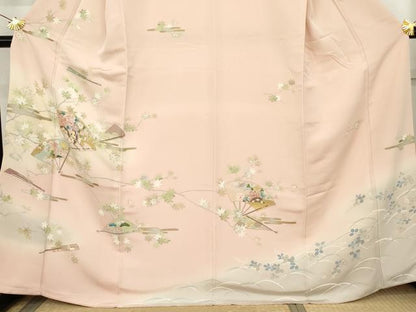 平和屋着物●訪問着　駒刺繍　扇面花文　楓　暈し染め　金彩　正絹　逸品　AABL9400cs