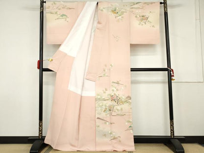 平和屋着物●訪問着　駒刺繍　扇面花文　楓　暈し染め　金彩　正絹　逸品　AABL9400cs