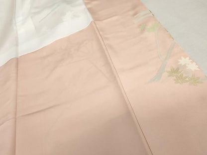 平和屋着物●訪問着　駒刺繍　扇面花文　楓　暈し染め　金彩　正絹　逸品　AABL9400cs