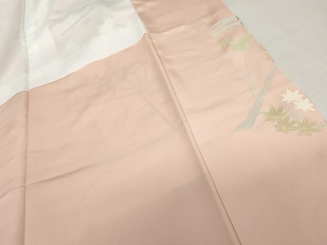 平和屋着物●訪問着　駒刺繍　扇面花文　楓　暈し染め　金彩　正絹　逸品　AABL9400cs