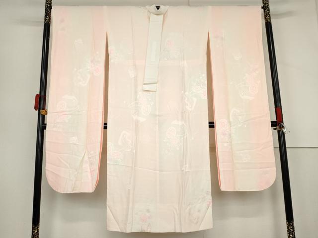 平和屋着物●振袖用長襦袢　袷　花車地紋　暈し染め　正絹　逸品　AABL9402cs