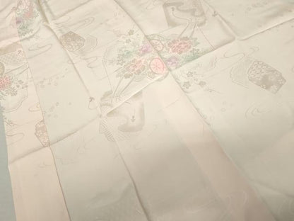平和屋着物●振袖用長襦袢　袷　花車地紋　暈し染め　正絹　逸品　AABL9402cs