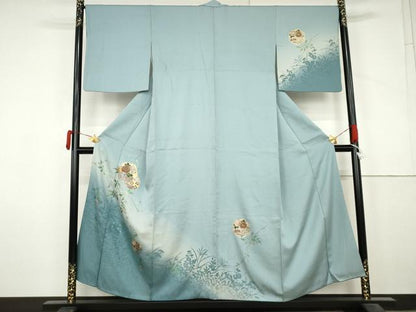 平和屋着物●訪問着　雪輪花文　暈し染め　金銀彩　正絹　逸品　AABL9420cs