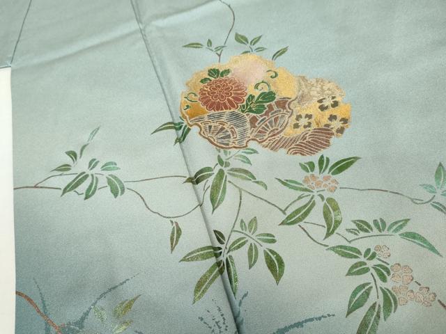 平和屋着物●訪問着　雪輪花文　暈し染め　金銀彩　正絹　逸品　AABL9420cs
