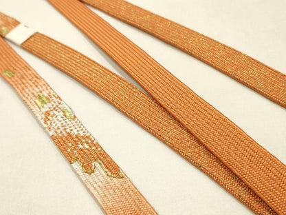 平和屋本店●和装小物　帯締め・帯揚げセット　高麗組　三分金糸　斜縞　金銀彩　暈し染め　正絹　逸品　未使用　AABL9424ay