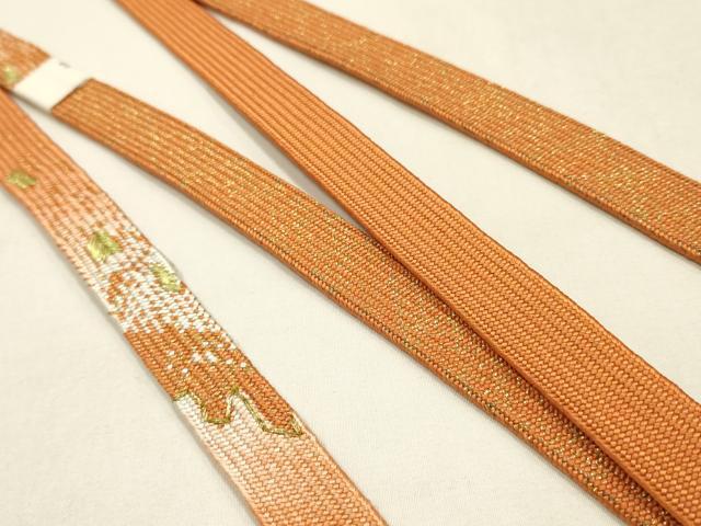 平和屋本店●和装小物　帯締め・帯揚げセット　高麗組　三分金糸　斜縞　金銀彩　暈し染め　正絹　逸品　未使用　AABL9424ay