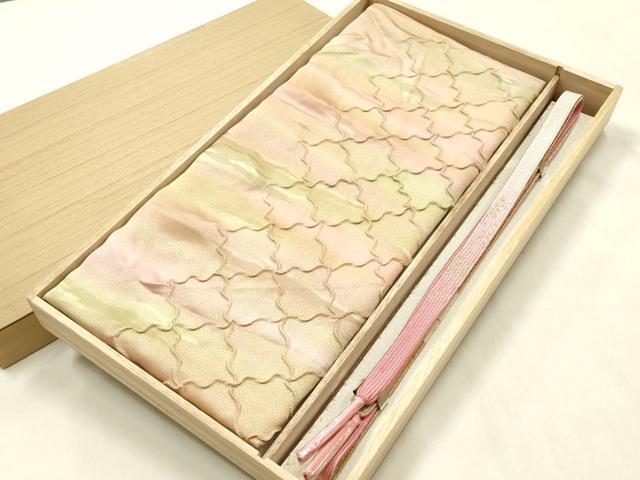 平和屋本店●和装小物　帯締め・帯揚げセット　高麗組 綾出し　霞花文　金銀糸　暈し染め　正絹　逸品　未使用　AABL9426ay