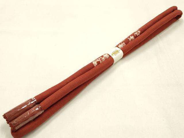 平和屋本店●和装小物　帯締め・帯揚げセット　丸ぐけ　撚り房　舞葉文　正絹　逸品　未使用　AABL9427ay