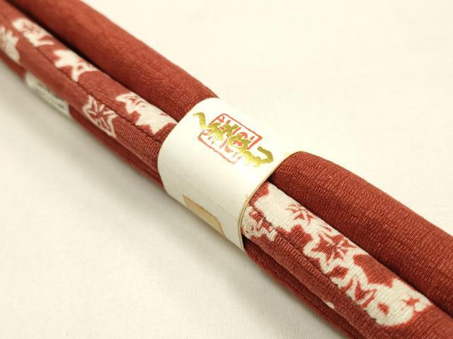 平和屋本店●和装小物　帯締め・帯揚げセット　丸ぐけ　撚り房　舞葉文　正絹　逸品　未使用　AABL9427ay