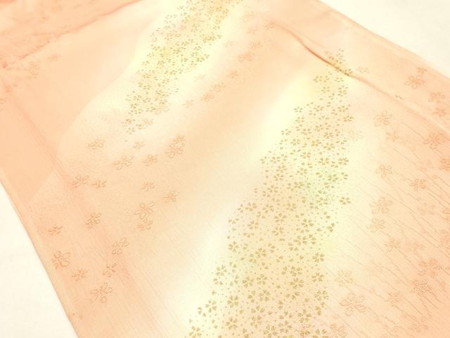 平和屋本店●和装小物　帯締め・帯揚げセット　笹浪組　霞花文　金糸　金彩　暈し染め　正絹　逸品　未使用　AABL9428ay