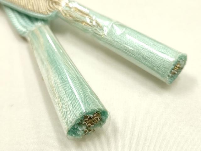 平和屋本店●和装小物　帯締め・帯揚げセット　平組　せいじゅ　霞花文　金糸　金彩　暈し　正絹　逸品　未使用　AABL9431ay