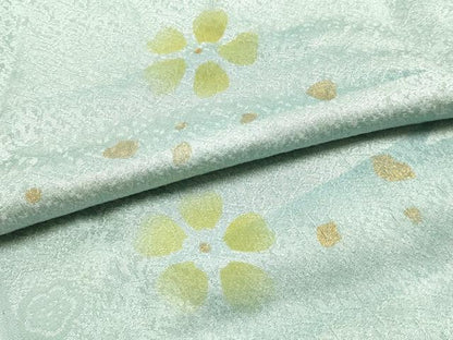 平和屋本店●和装小物　帯締め・帯揚げセット　平組　せいじゅ　霞花文　金糸　金彩　暈し　正絹　逸品　未使用　AABL9431ay