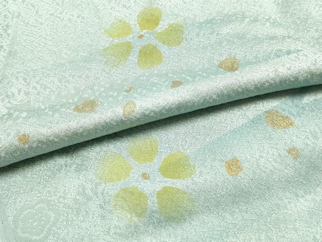 平和屋本店●和装小物　帯締め・帯揚げセット　平組　せいじゅ　霞花文　金糸　金彩　暈し　正絹　逸品　未使用　AABL9431ay
