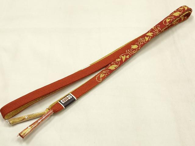 平和屋本店●和装小物　帯締め・帯揚げセット　高麗組 綾出し　草花文　金糸　金彩　暈し染め　正絹　逸品　未使用　AABL9433ay