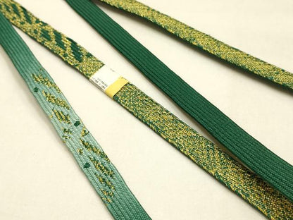 平和屋本店●和装小物　帯締め・帯揚げセット　高麗組 綾出し　地紙花文　金糸　金彩　暈し　正絹　逸品　未使用　AABL9434ay