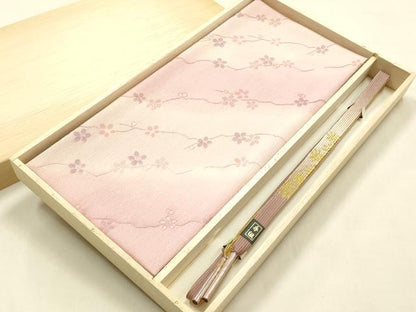 平和屋本店●和装小物　帯締め・帯揚げセット　高麗組 綾出し　斜縞　蔦草花文　金糸　暈し染め　正絹　逸品　未使用　AABL9435ay