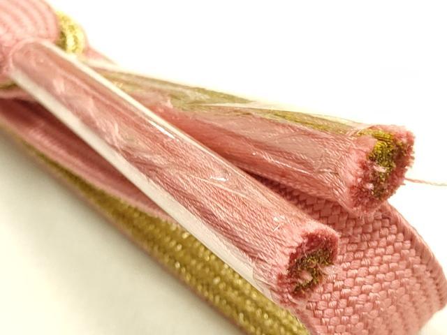平和屋本店●和装小物　帯締め・帯揚げセット　高麗組 綾出し　遠山重ね文　金糸　暈し染め　正絹　逸品　未使用　AABL9436ay