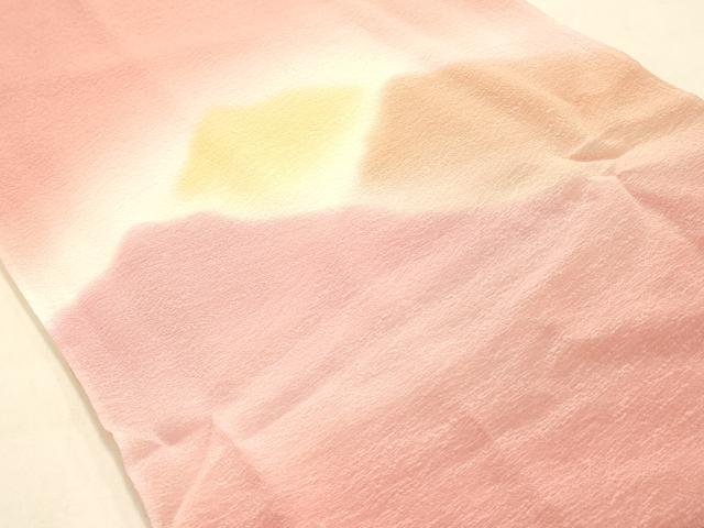 平和屋本店●和装小物　帯締め・帯揚げセット　高麗組 綾出し　遠山重ね文　金糸　暈し染め　正絹　逸品　未使用　AABL9436ay