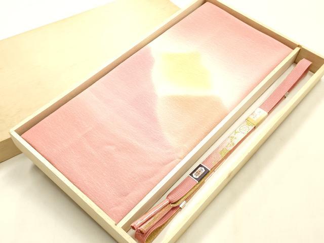 平和屋本店●和装小物　帯締め・帯揚げセット　高麗組 綾出し　遠山重ね文　金糸　暈し染め　正絹　逸品　未使用　AABL9436ay