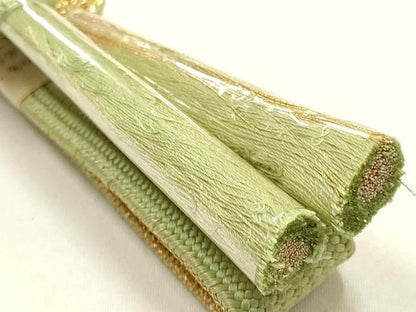 平和屋本店●和装小物　帯締め・帯揚げセット　高麗組 綾出し　花丸文　金糸　暈し染め　正絹　逸品　未使用　AABL9438ay