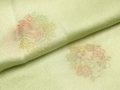 平和屋本店●和装小物　帯締め・帯揚げセット　高麗組 綾出し　花丸文　金糸　暈し染め　正絹　逸品　未使用　AABL9438ay