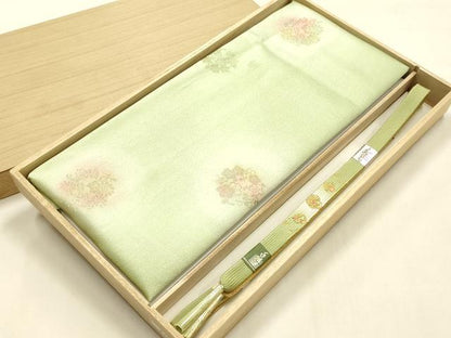 平和屋本店●和装小物　帯締め・帯揚げセット　高麗組 綾出し　花丸文　金糸　暈し染め　正絹　逸品　未使用　AABL9438ay