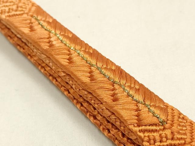 平和屋本店●和装小物　帯締め・帯揚げセット　平組　道長芝草花文　金糸　金彩　暈し染め　正絹　逸品　未使用　AABL9439ay