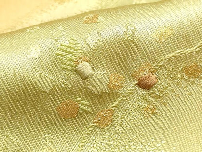 平和屋本店●和装小物　帯締め・帯揚げセット　笹浪組　刺繍　霞箔散らし　金糸　金彩　暈し染め　正絹　逸品　未使用　AABL9441ay
