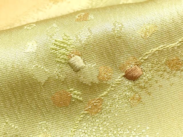 平和屋本店●和装小物　帯締め・帯揚げセット　笹浪組　刺繍　霞箔散らし　金糸　金彩　暈し染め　正絹　逸品　未使用　AABL9441ay