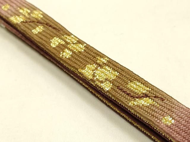 平和屋本店●和装小物　帯締め・帯揚げセット　高麗組 綾出し　舞花文　金糸　暈し染め　正絹　逸品　未使用　AABL9442ay