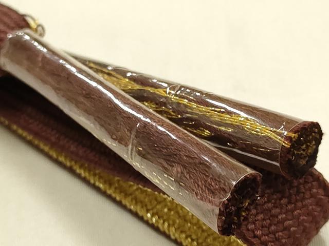 平和屋本店●和装小物　帯締め・帯揚げセット　高麗組 綾出し　舞花文　金糸　暈し染め　正絹　逸品　未使用　AABL9442ay