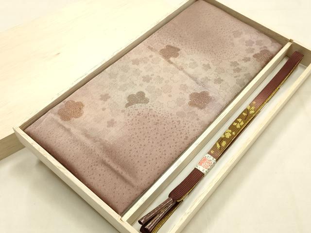 平和屋本店●和装小物　帯締め・帯揚げセット　高麗組 綾出し　舞花文　金糸　暈し染め　正絹　逸品　未使用　AABL9442ay