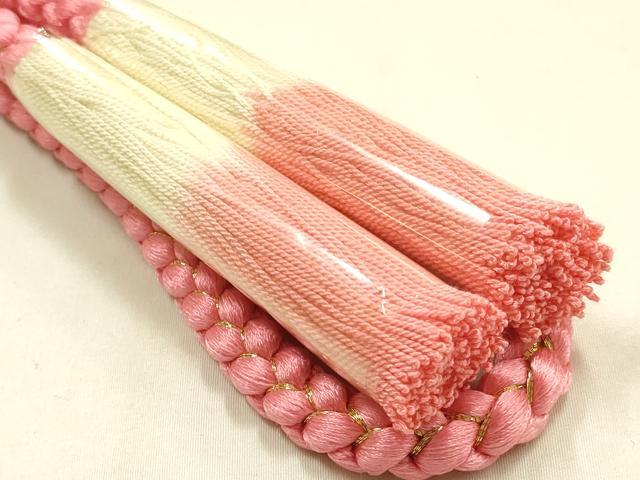 平和屋本店●和装小物　振袖用帯締め・帯揚げセット　総絞り　金糸　撚り房　正絹　逸品　未使用　AABL9445ay