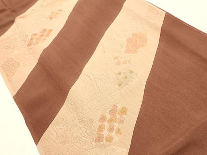 平和屋本店●和装小物　帯締め・帯揚げセット　高麗組 綾出し　斜縞　金糸　金彩　正絹　逸品　未使用　AABL9447ay