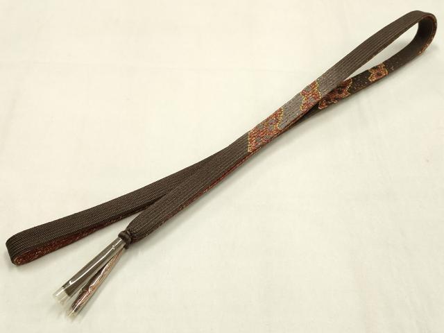 平和屋本店●和装小物　帯締め・帯揚げセット　高麗組 綾出し　斜縞　金糸　金彩　正絹　逸品　未使用　AABL9447ay